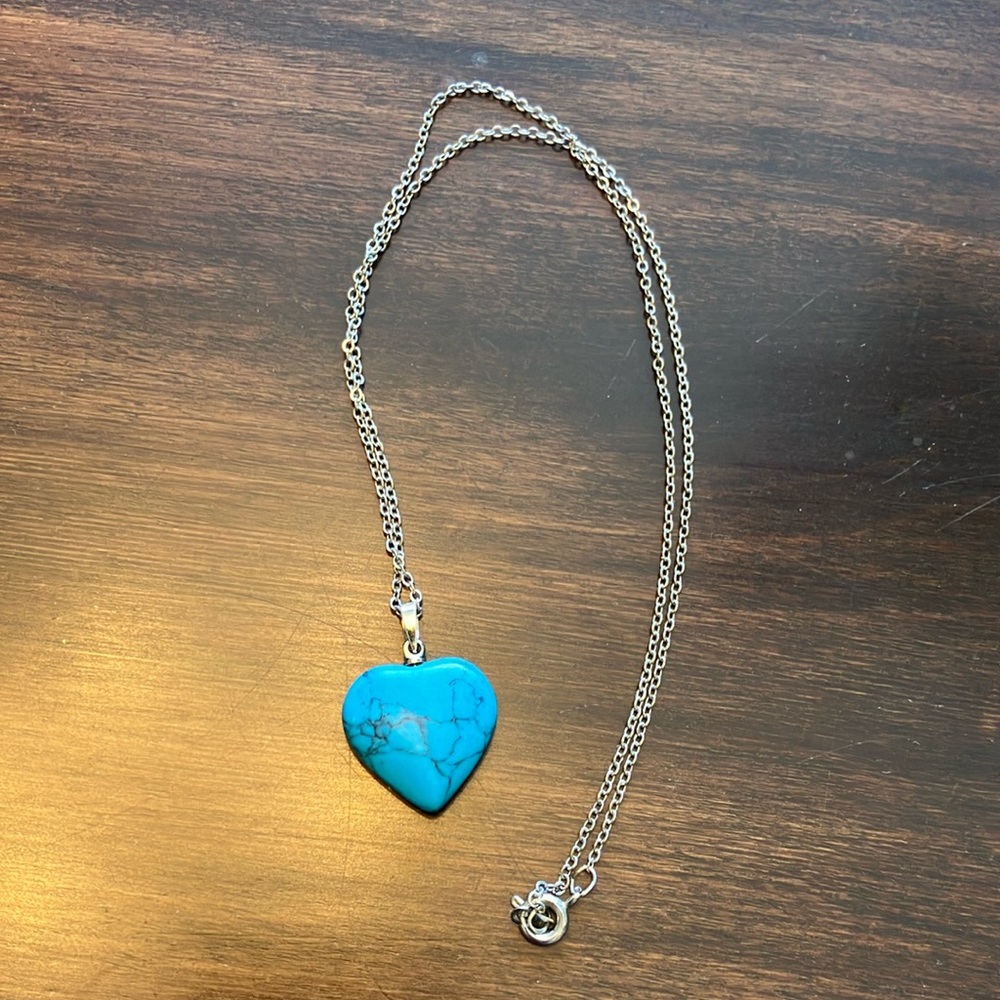 Turquoise Heart Pendant with Chain